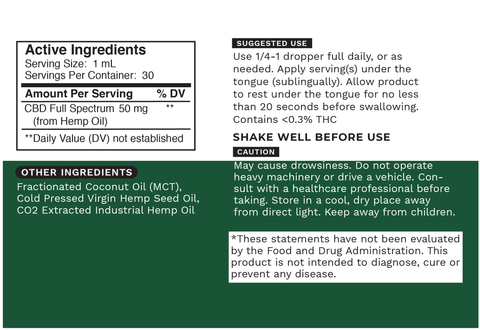 Full Spectrum 1500 Natural Tincture (Natural, 1500 MG - 30 ML, 50MG/serving)
